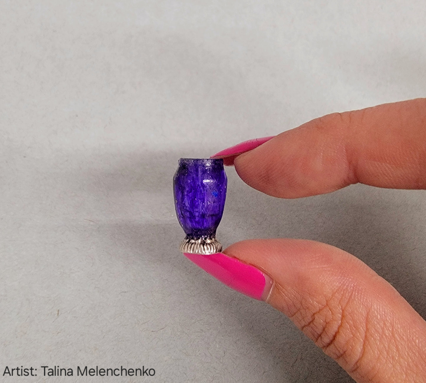 Purple Glass Vase on Sterling Base