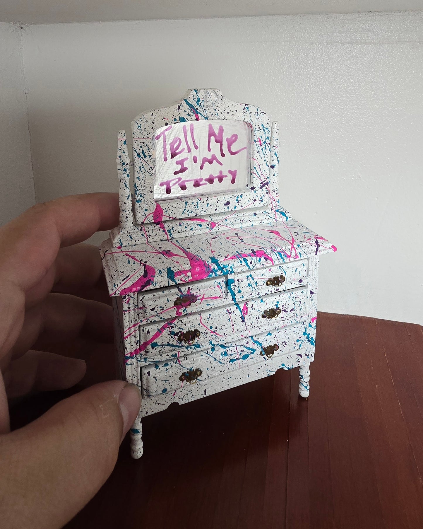 "Tell me I'm pretty" grafitti style chest of drawers!