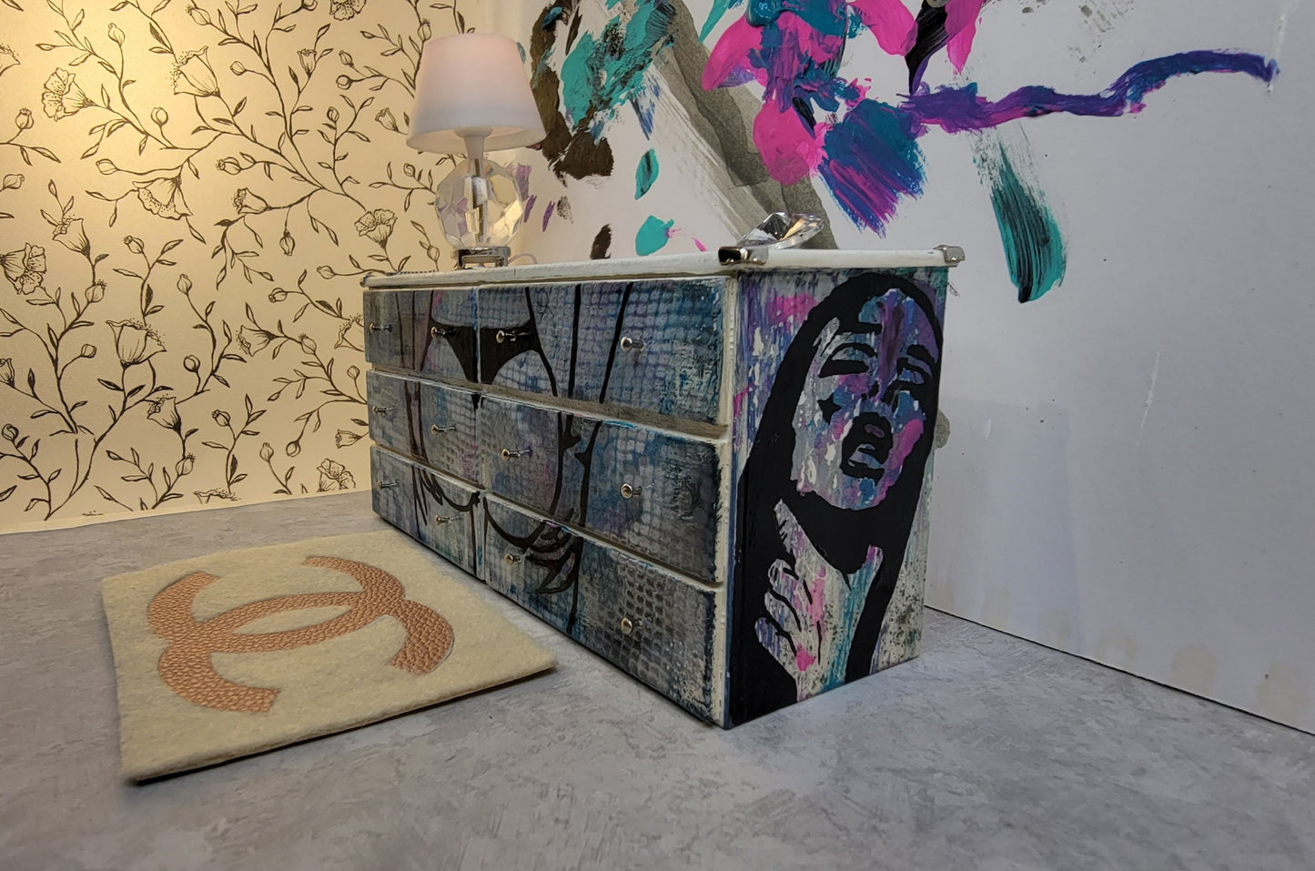 Custom graffiti dresser 1:12 scale